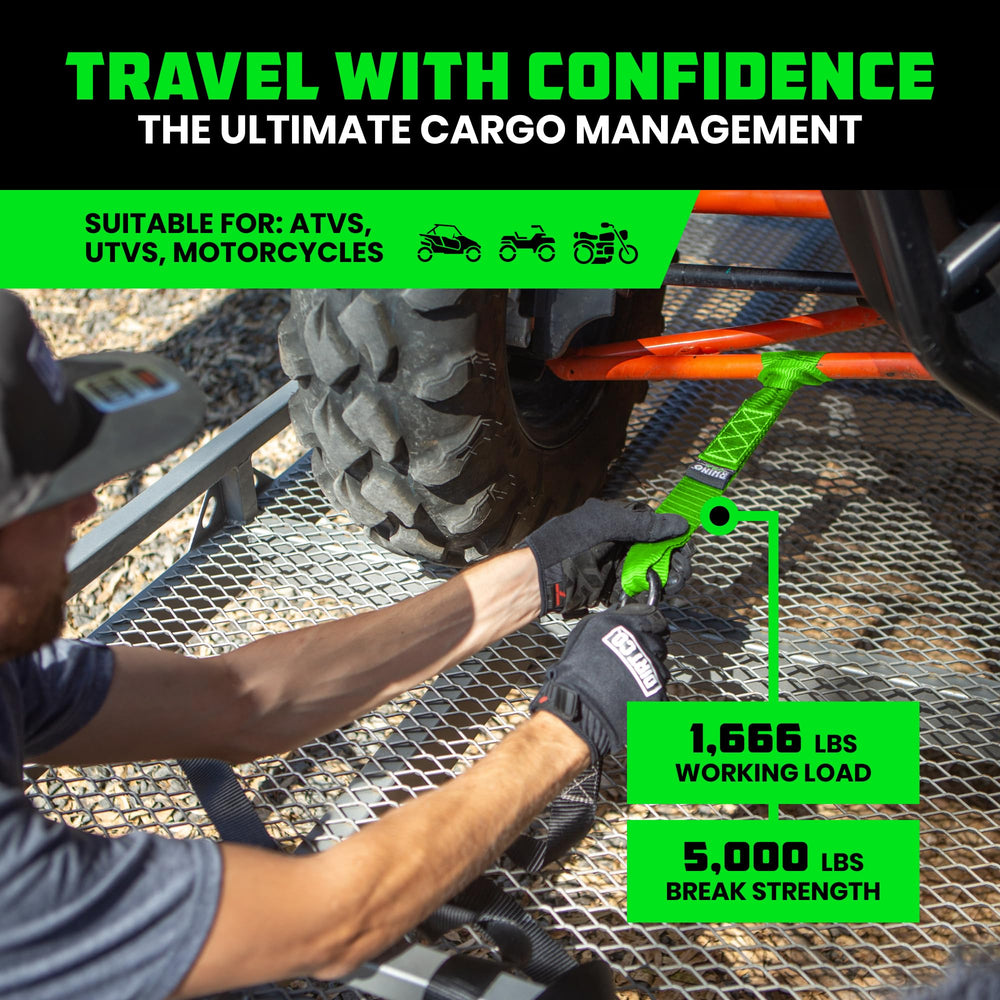 Rhino USA soft loop paired with ratchet strap securing cargo safely