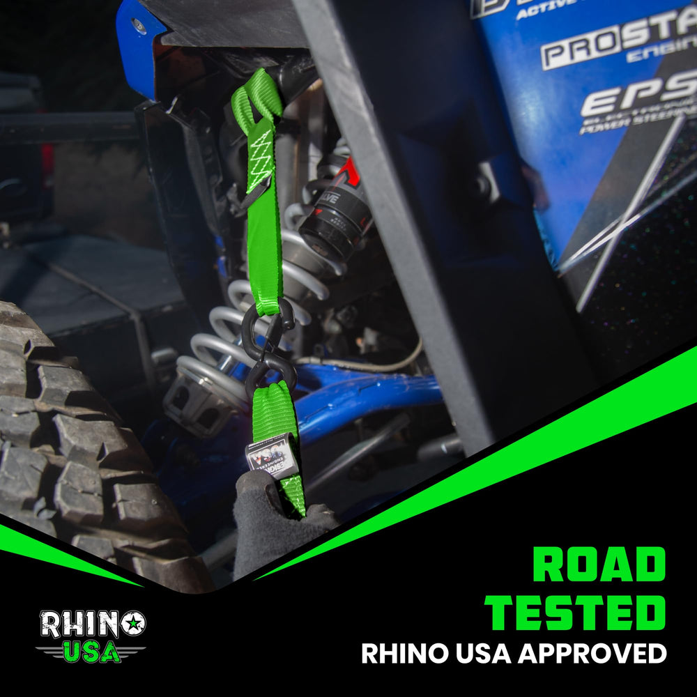Rhino USA soft loop in truck bed securing motorcycle for transport
