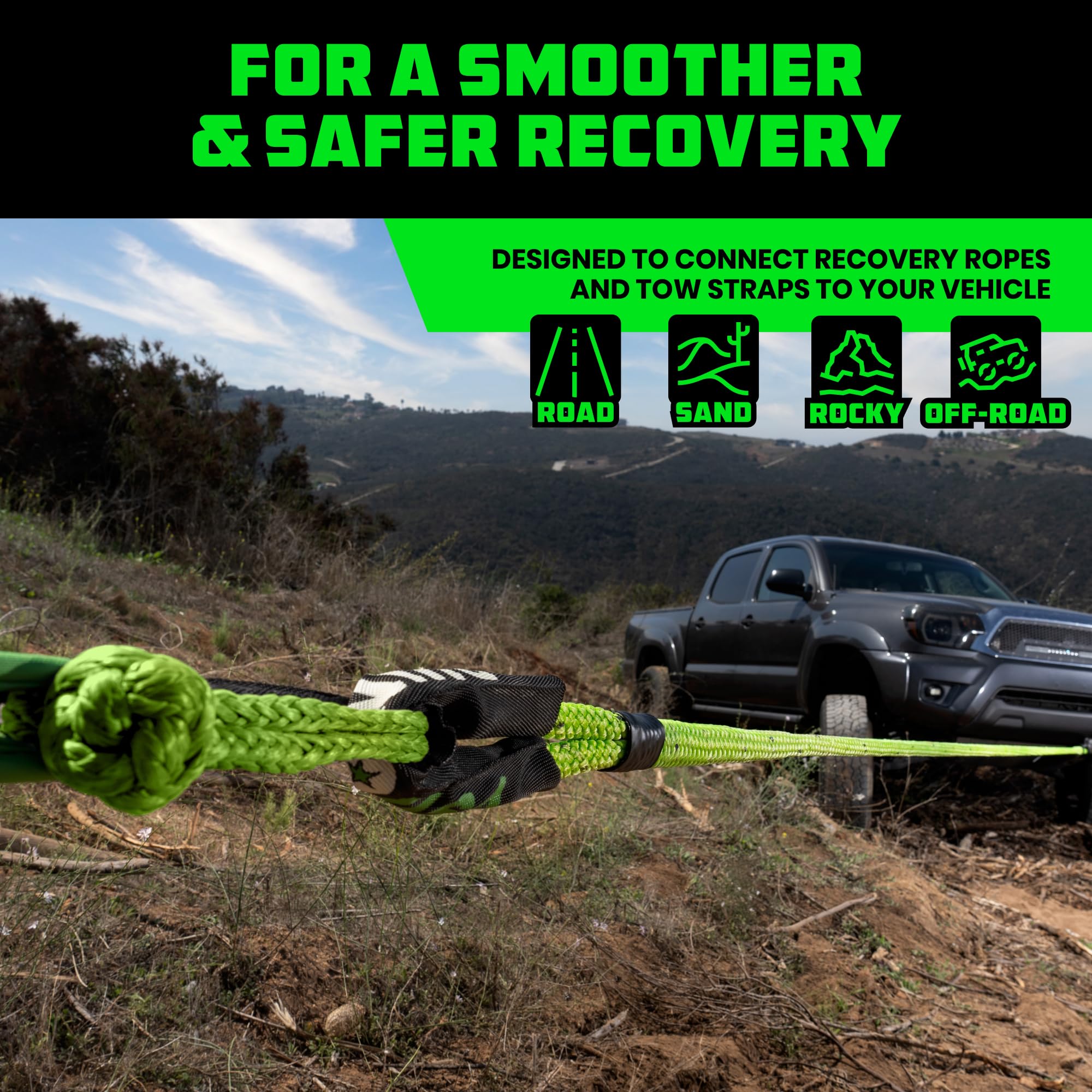 Rhino USA shackle attached to vehicle bumper protecting finish