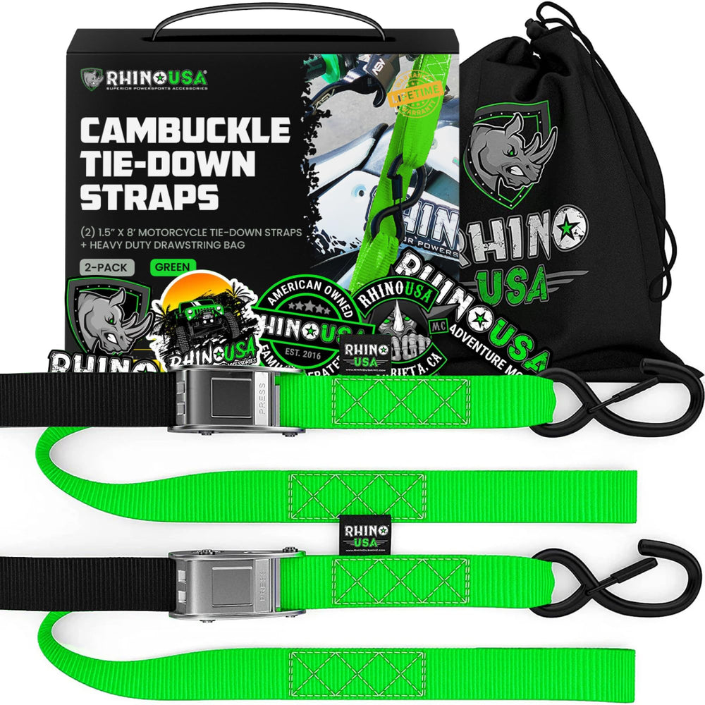 Rhino USA front packaging showing 2-pack straps and features, clear overview benefit