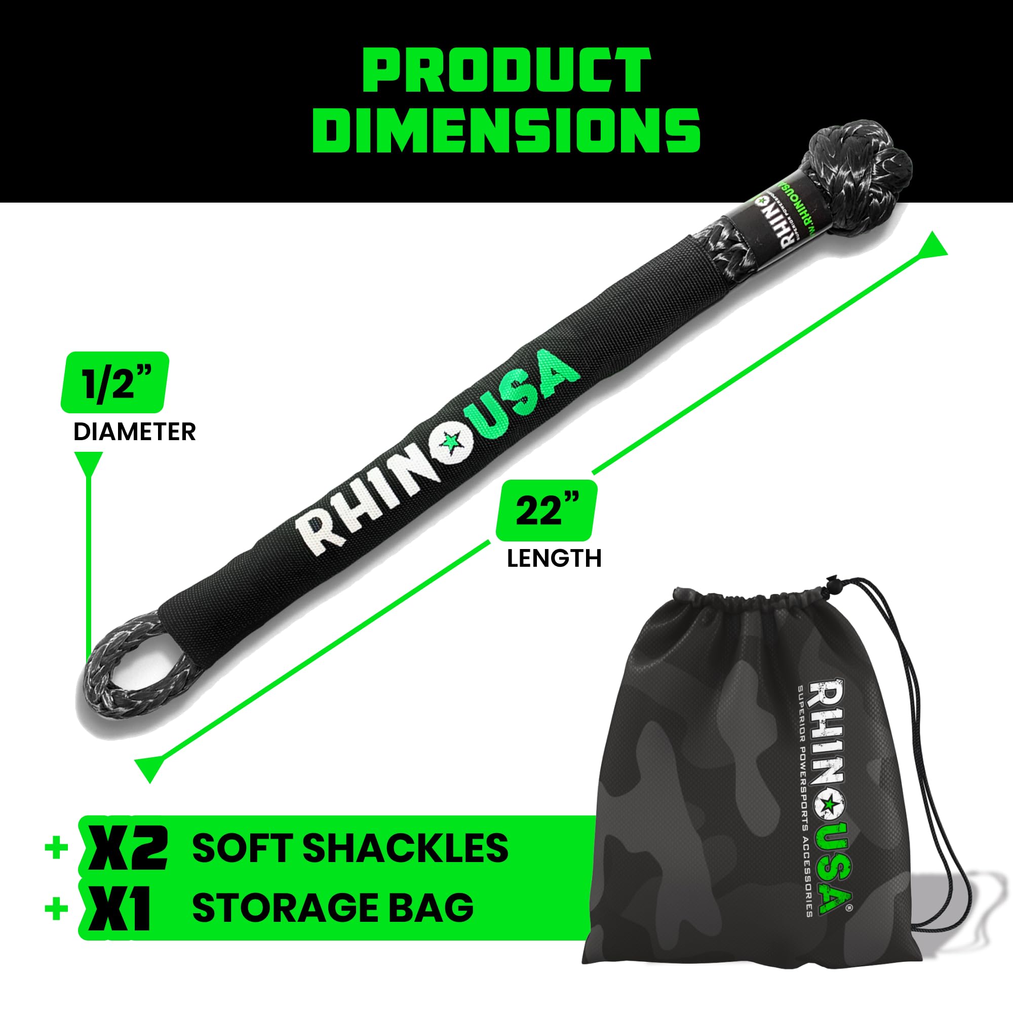 Rhino USA on scale comparing weight versus metal shackle showing lightweight benefit