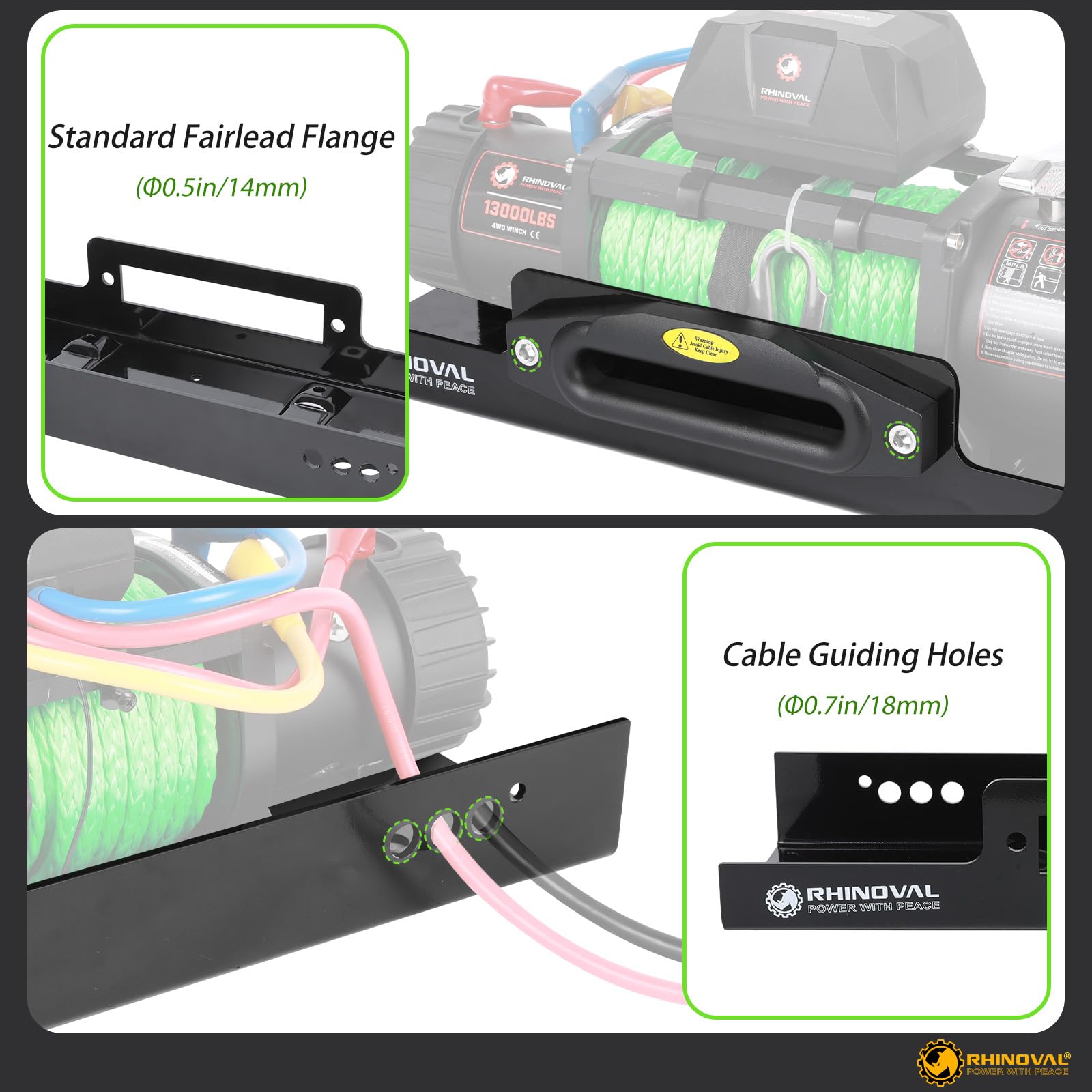 RHINOVAL plate showing pre-drilled cable and drainage holes for easier wiring and moisture management