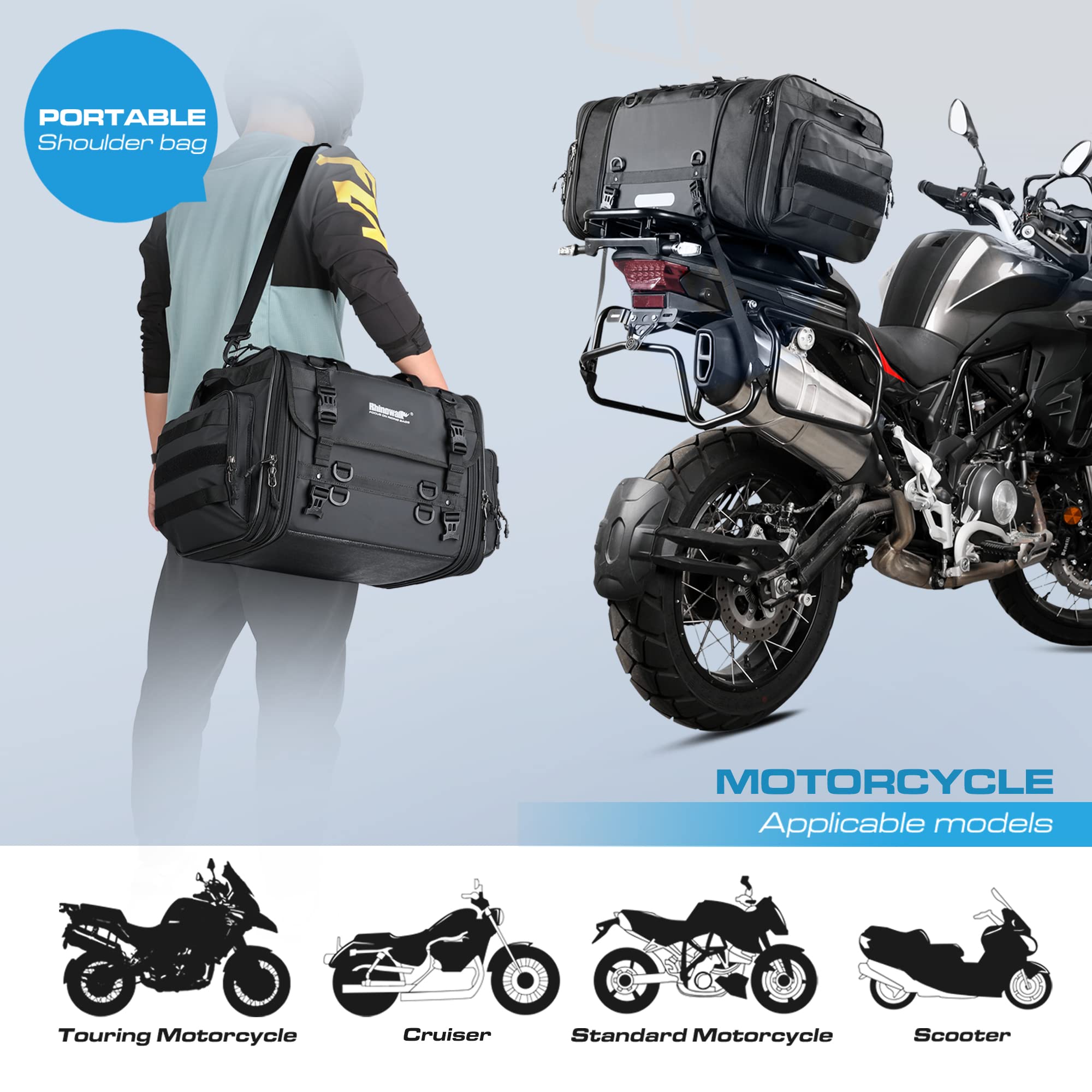 Rhinowalk bag converted to duffel with detachable shoulder strap for convenient carry