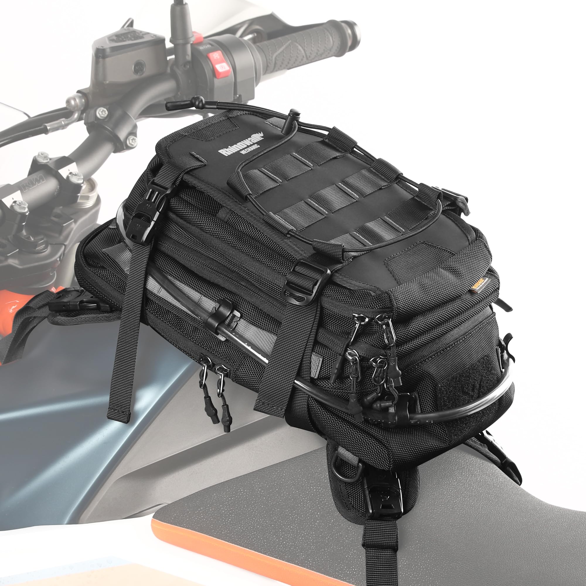 Rhinowalk front view showing compartments and easy access for organized storage