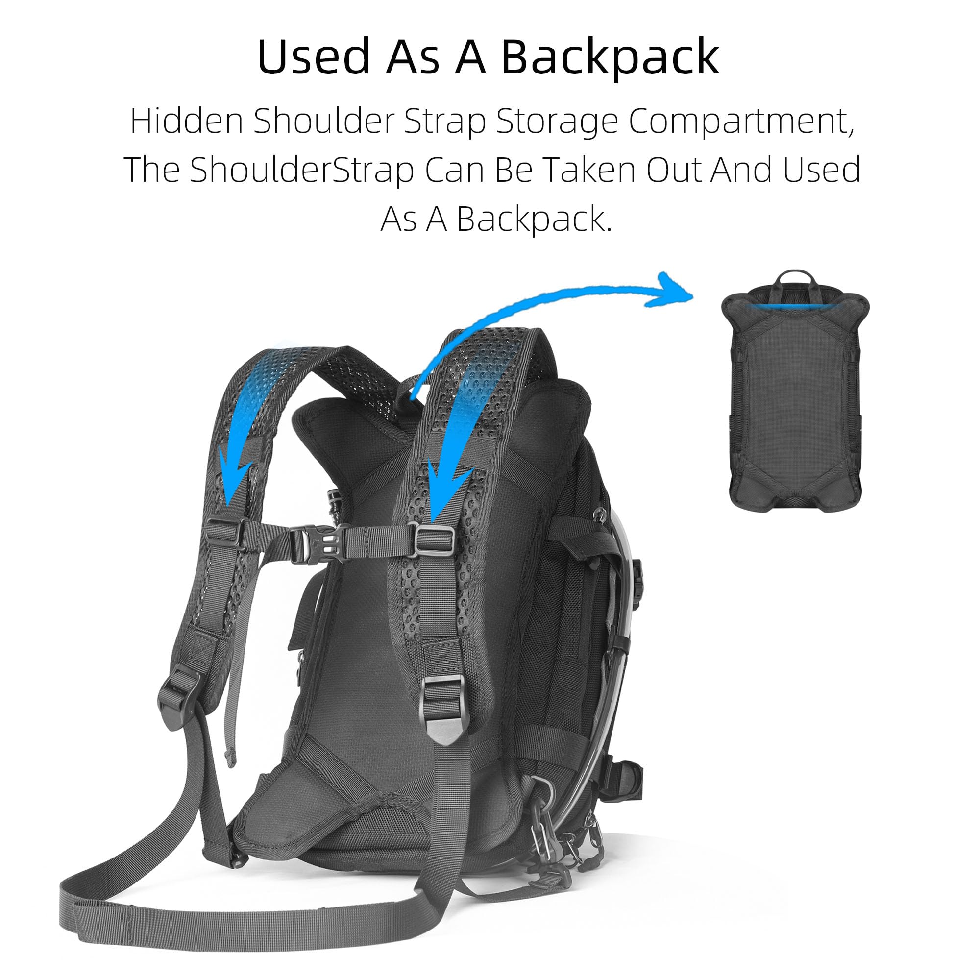 Rhinowalk bottom pocket with stored rain cover providing weather protection