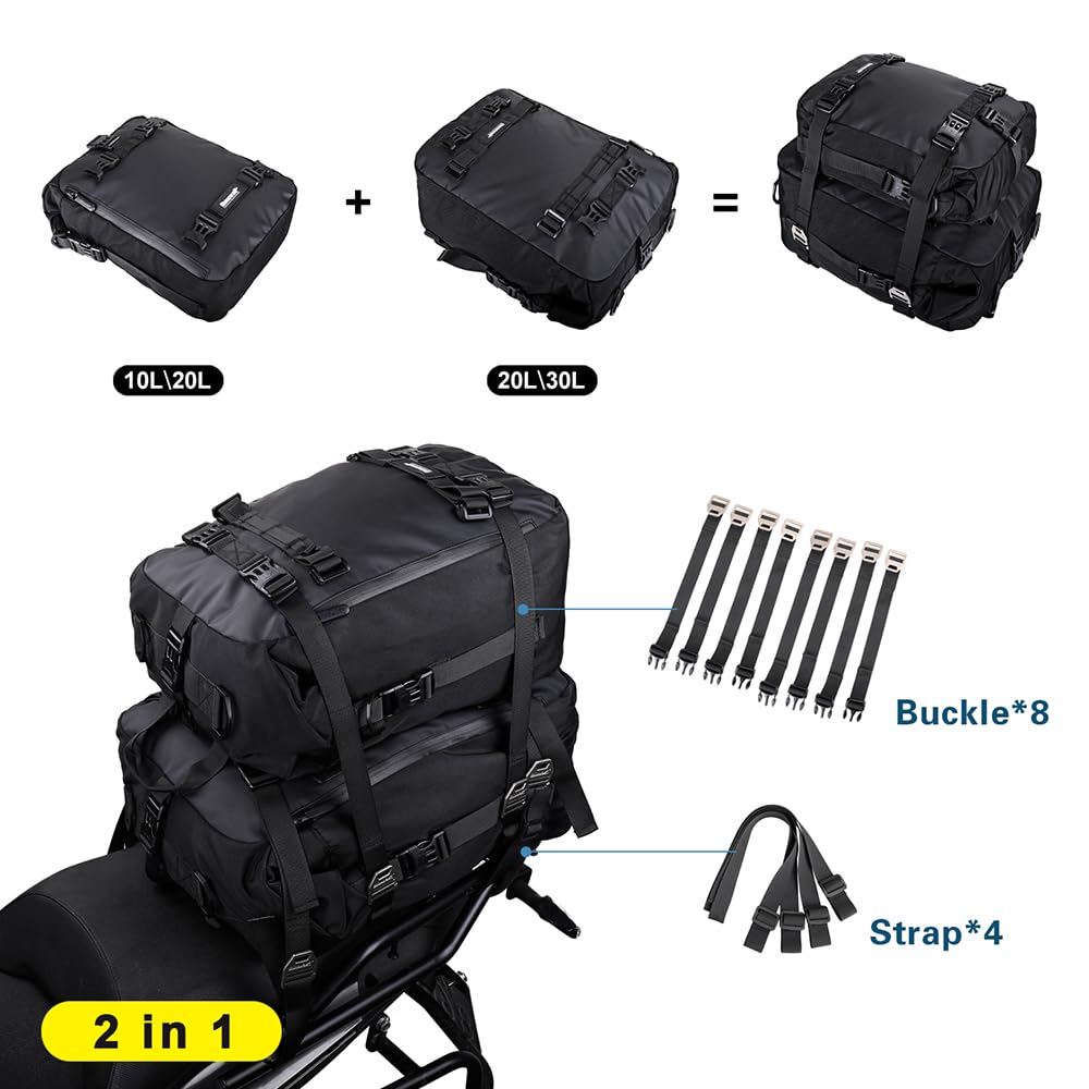 Rhinowalk 20L beside helmet showing scale and practical capacity