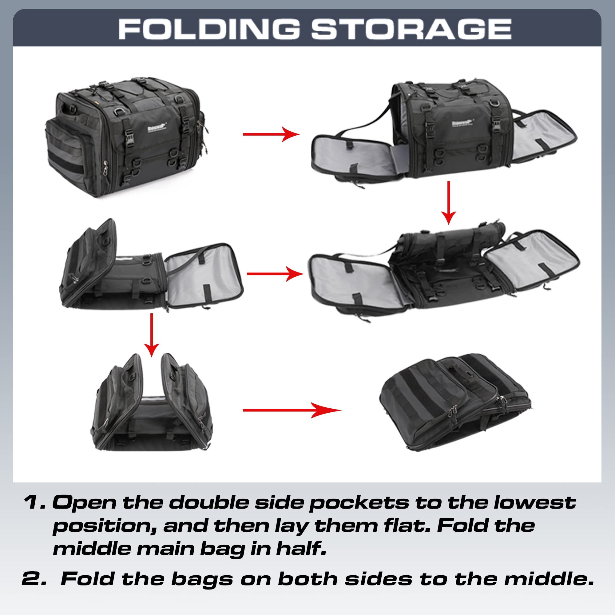 Rhinowalk double-sided zip pocket open displaying organized compartments and pockets