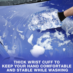 Riakrum mitt soaked with soap suds illustrating rich lathering performance