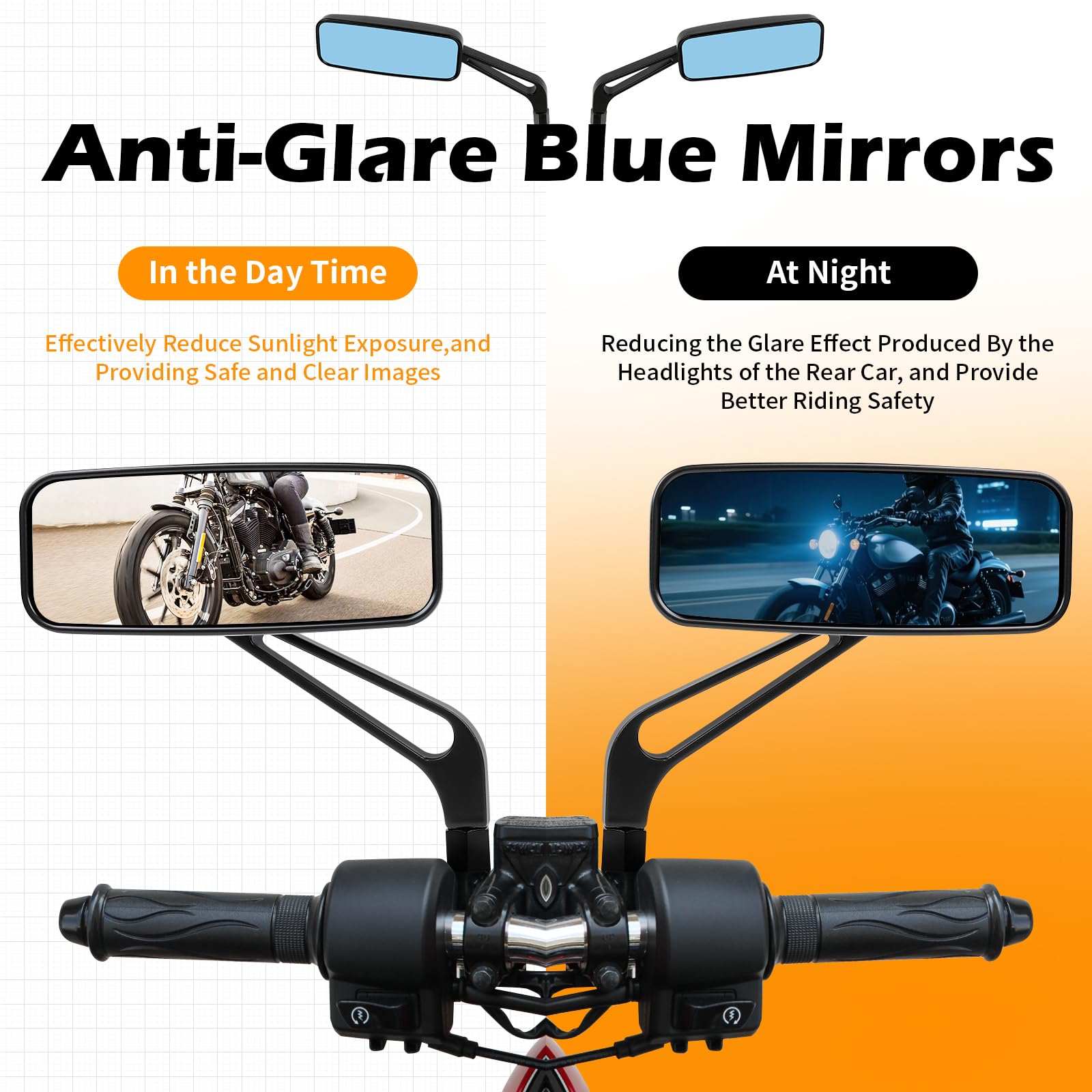 Rich Choices adjusting mirror angle on bike to show 360-degree positioning