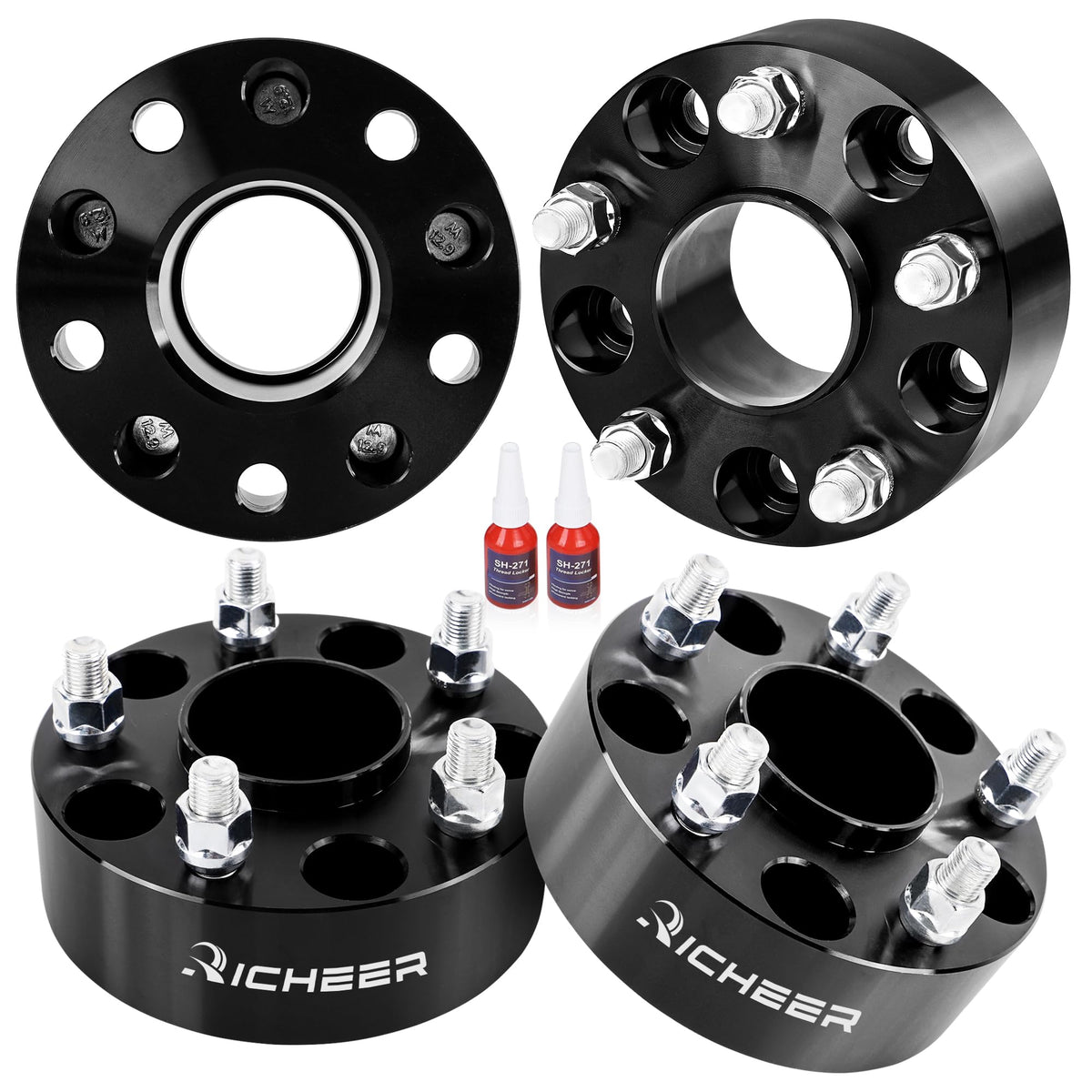 Richeer front-facing spacer kit showing four pieces and aggressive stance benefit