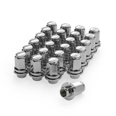 Richeer front packaging of 24 silver lug nuts showing neat set and OEM styling benefit