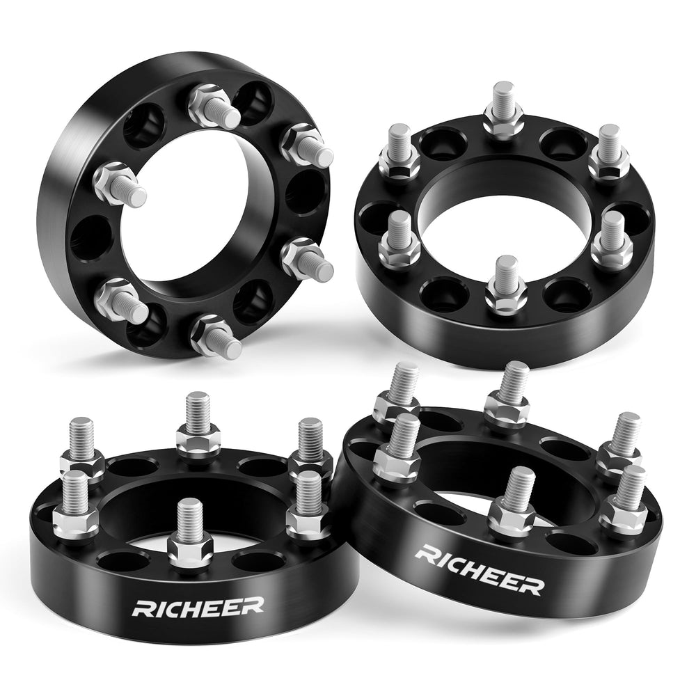 Richeer front view of packaged wheel spacers showing kit and hardware benefits
