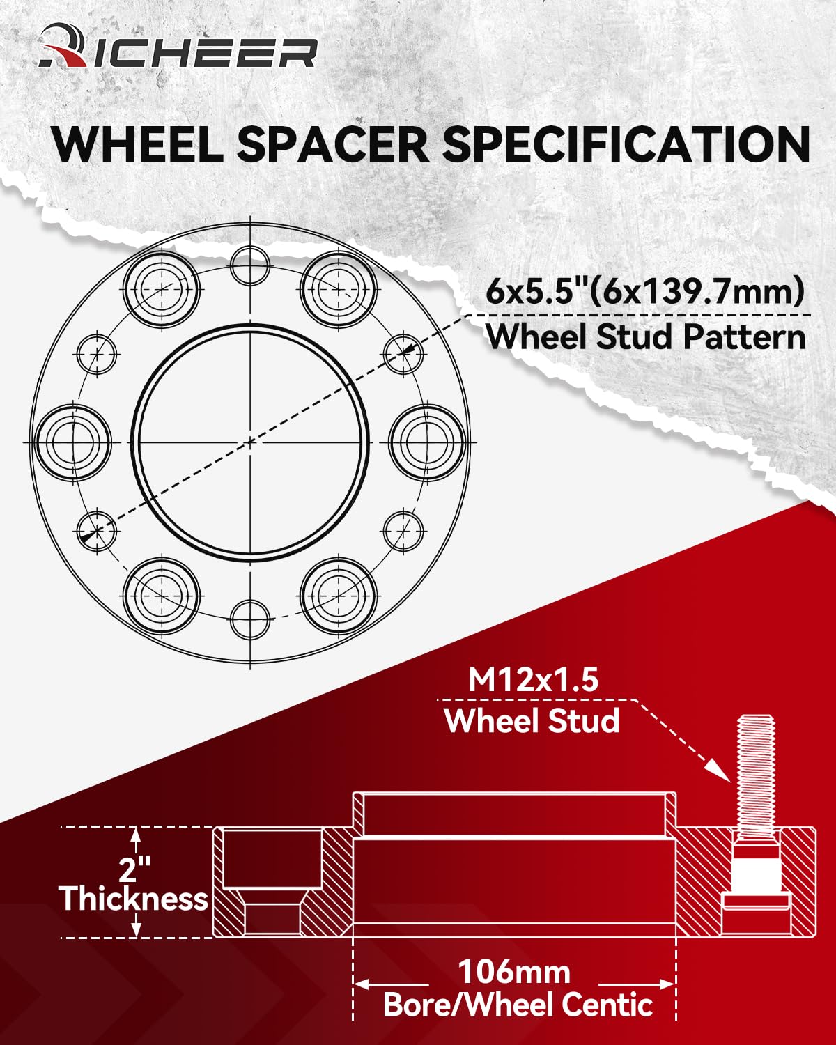 Richeer side profile showing exact 2 inch thickness and wider track benefit