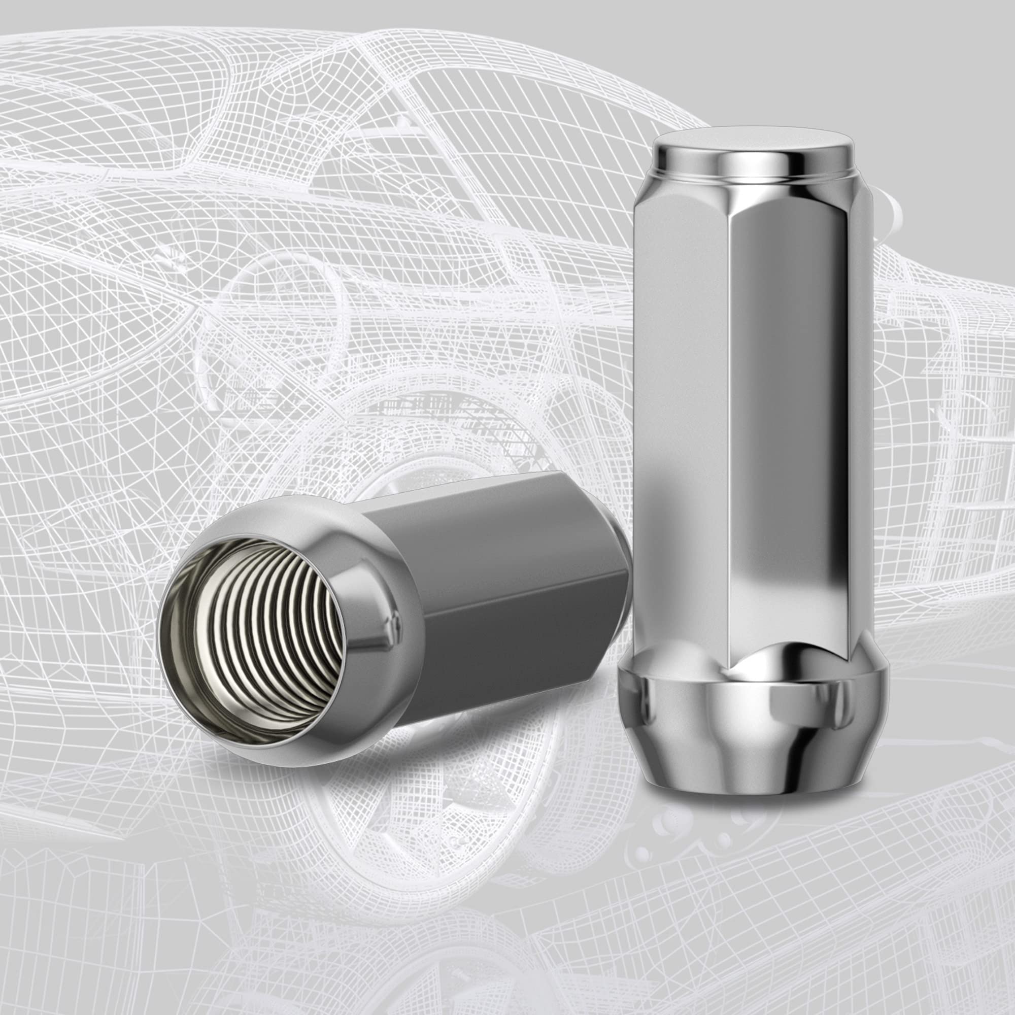 Richeer lug nut beside ruler showing scale and confirming correct thread length