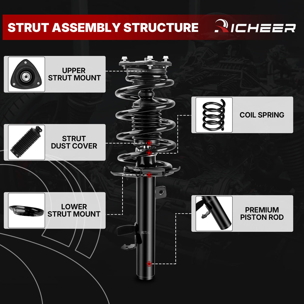 Richeer top mount and bearing detail improving steering precision