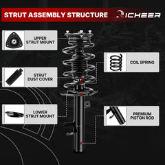 Richeer top mount and bearing detail improving steering precision