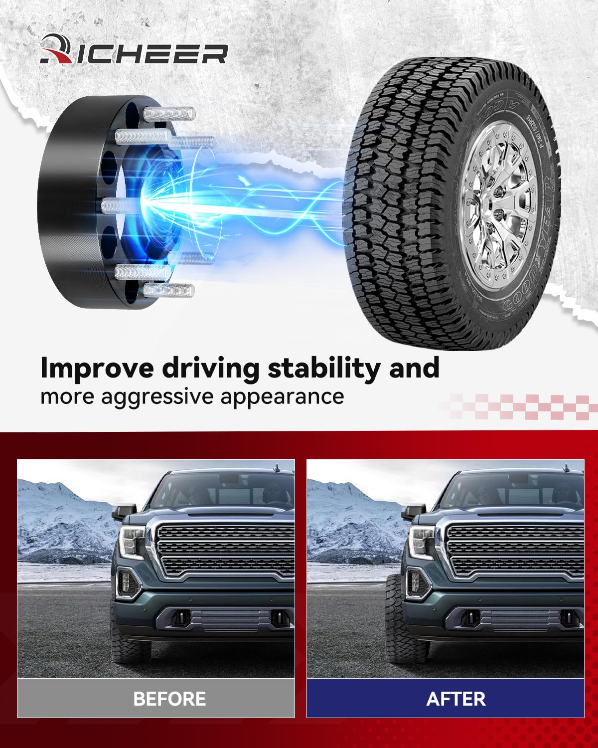 Richeer installed wheel on Ram showing aggressive stance and improved wheel clearance
