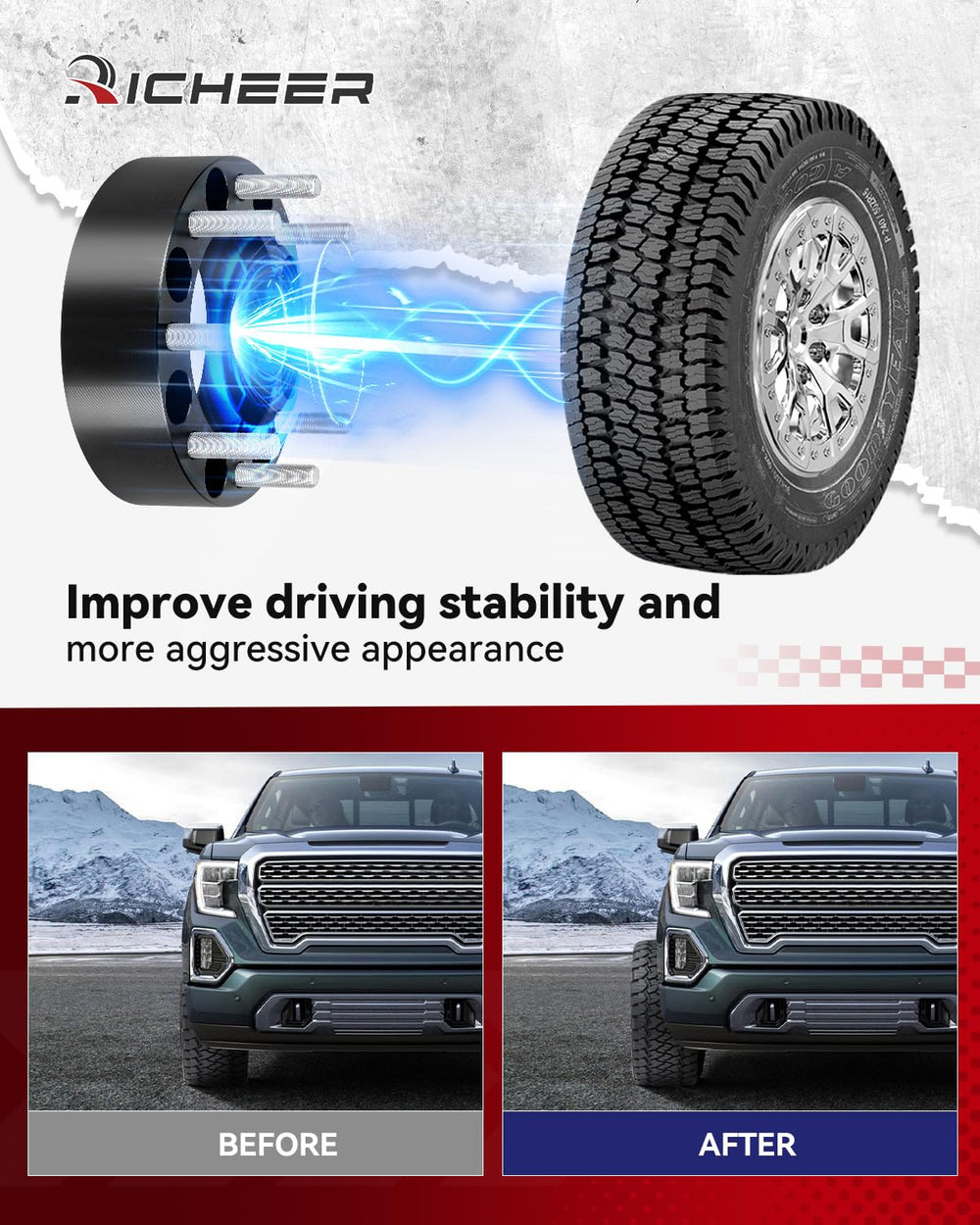 Richeer installed wheel on Ram showing aggressive stance and improved wheel clearance