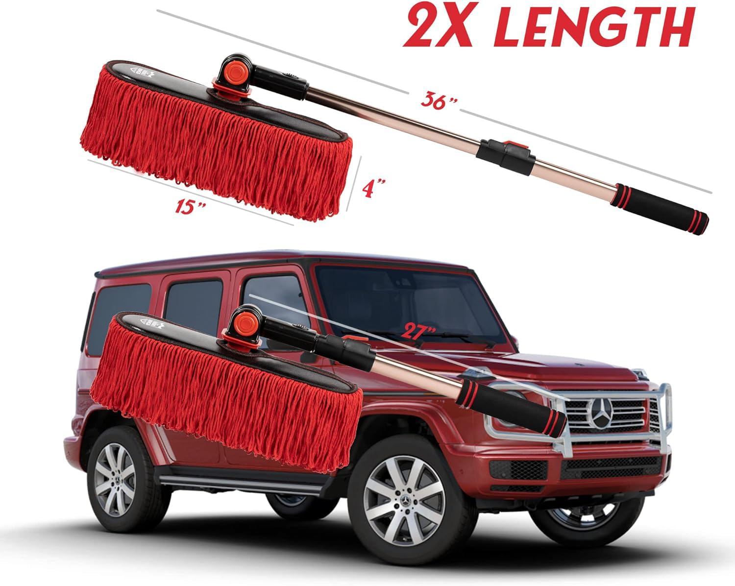 RIDE KINGS extendable handle fully extended reaching roof comfortably