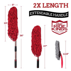 RIDE KINGS extendable pole set to 36 inches for high-roof cleaning convenience