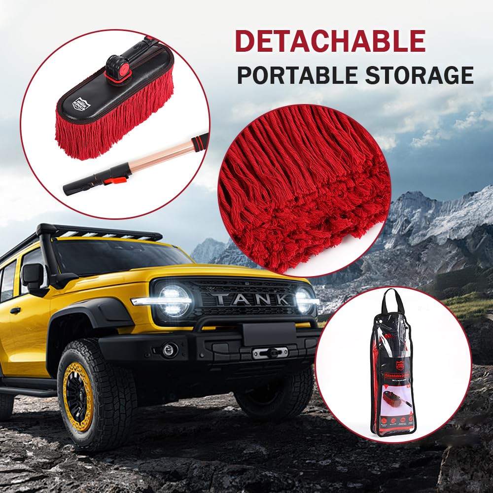 RIDE KINGS extended telescopic pole reaching a vehicle roof for easier cleaning
