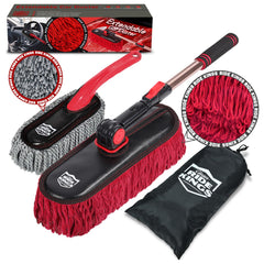 RIDE KINGS front view of red exterior duster shows compact design and easy reach