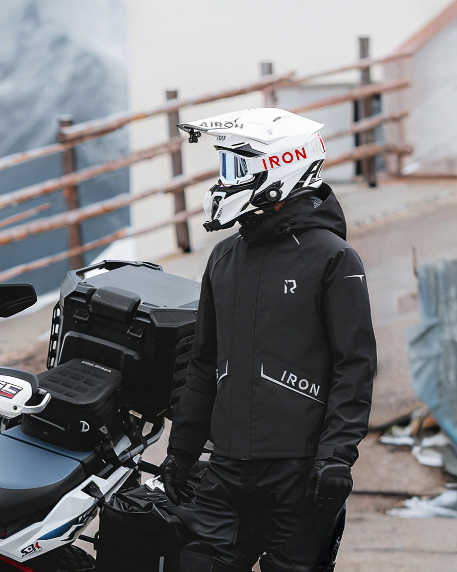 RIDEIRON fabric close-up showing dense weave for rain protection and breathability