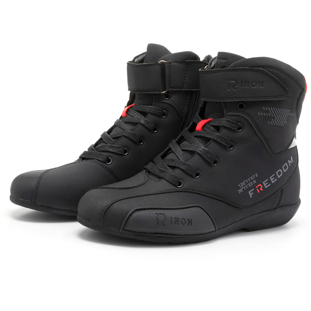 RIDEIRON front profile view showing protective boot shape and secure fit