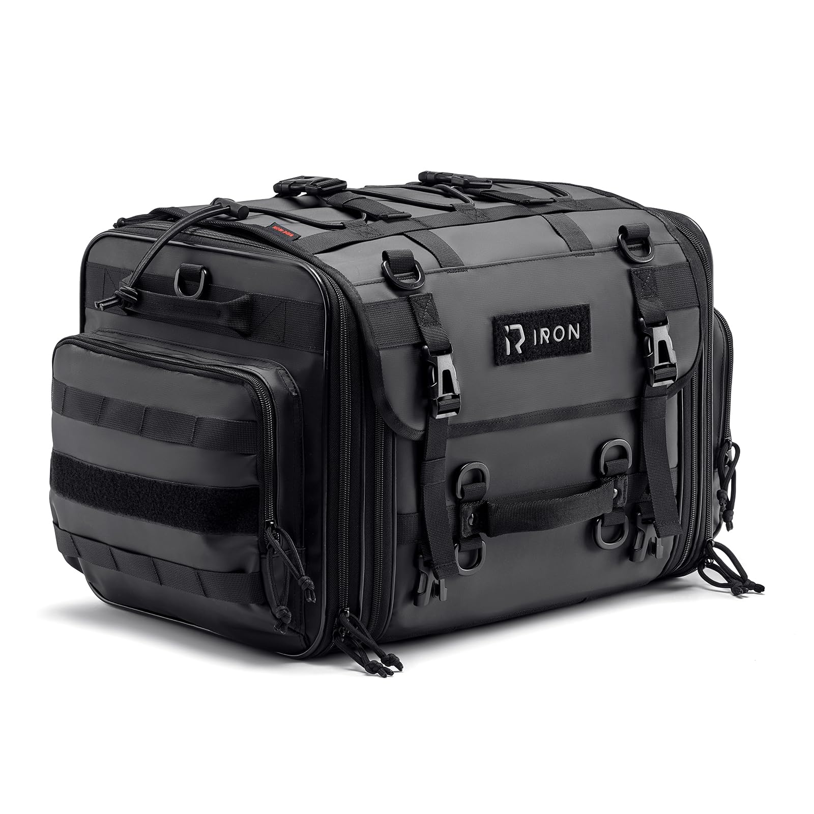 RIDEIRON tail bag front view showing compact profile and durable fabric