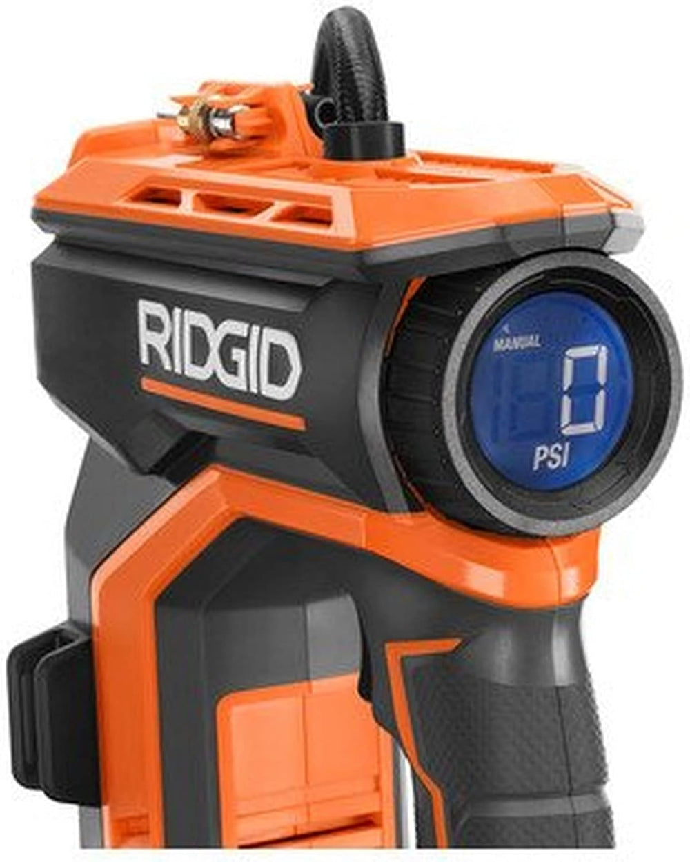 RIDGID inflator hose and included fittings laid out to show versatility and accessories
