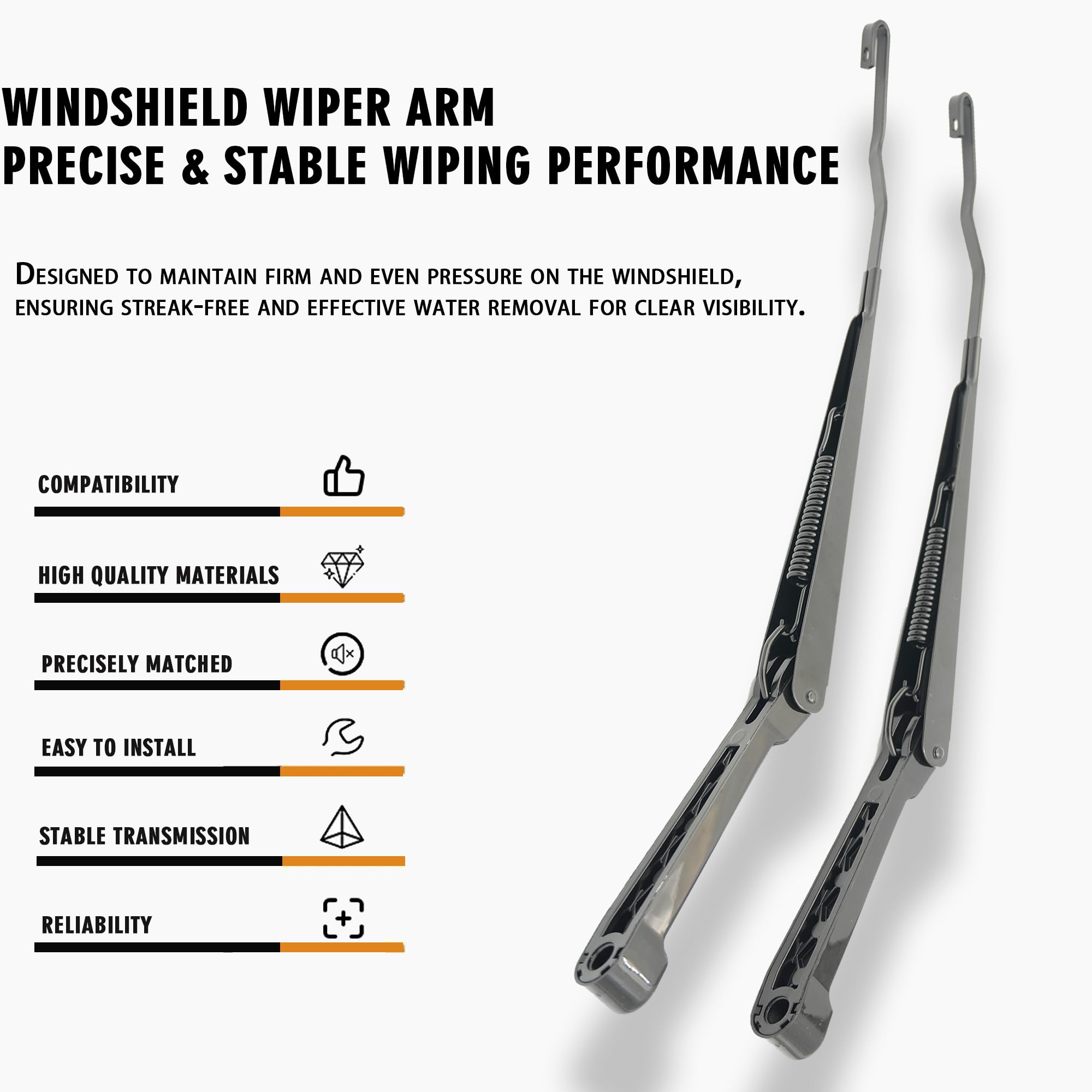 RigidWire close-up of wiper arm joint showing sturdy pivot and rust-resistant finish benefit