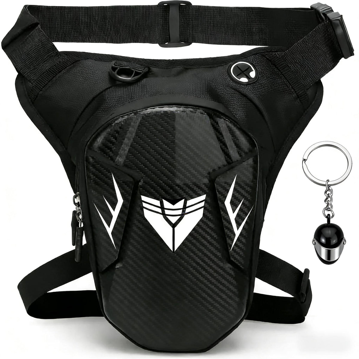 Riomhorry front view of leg bag showing compact design and quick-access pockets