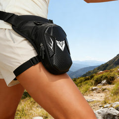 Riomhorry worn on thigh while riding, keeping essentials secure and accessible