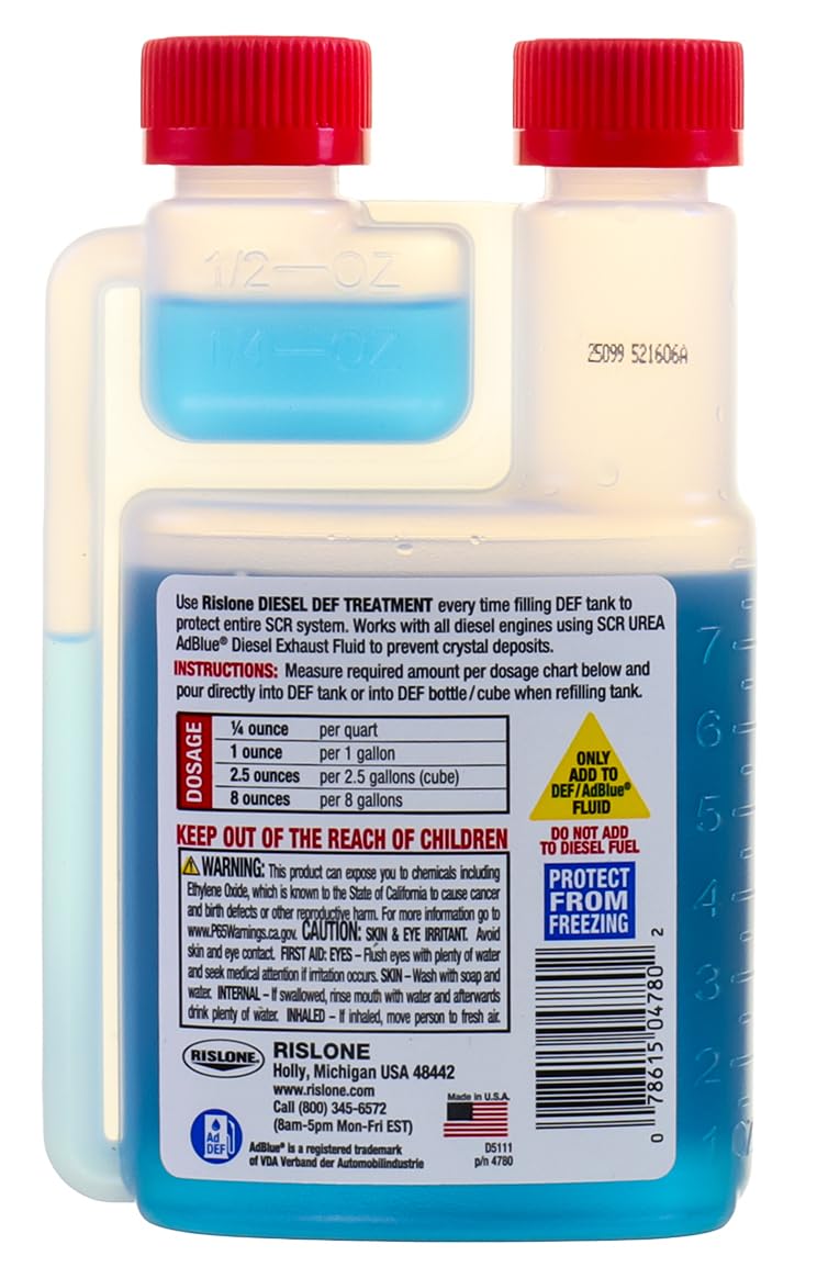 Visual of Rislone dosage chart for vehicles and equipment reference