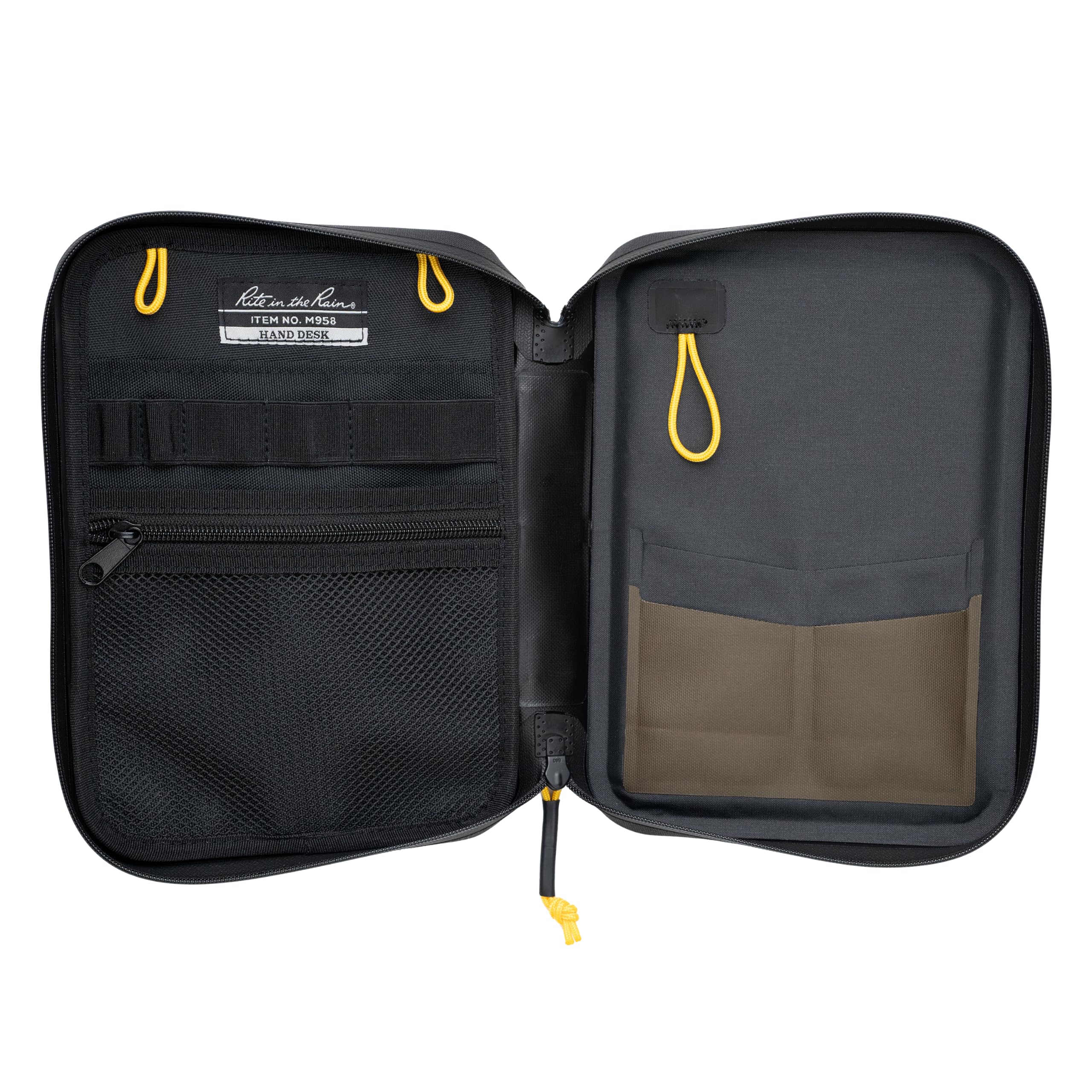 Rite in the Rain interior pockets view with notebooks and cards neatly secured for quick access