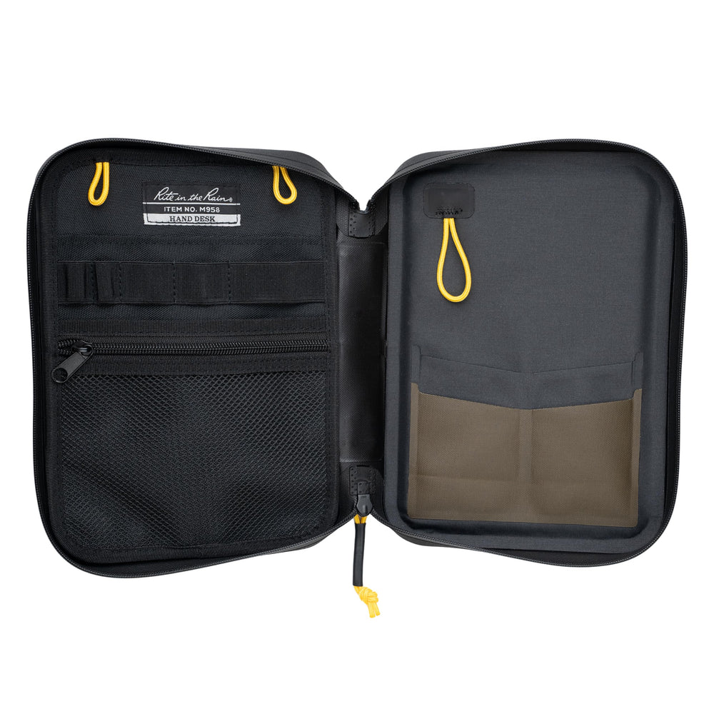 Rite in the Rain interior pockets view with notebooks and cards neatly secured for quick access