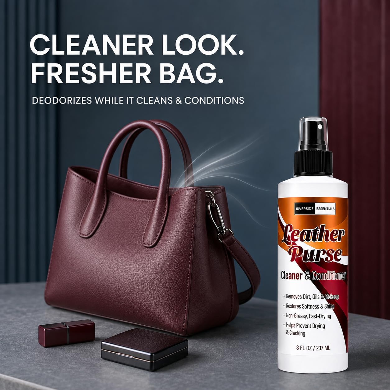 Riverside Essentials being applied to a handbag by hand for maintenance