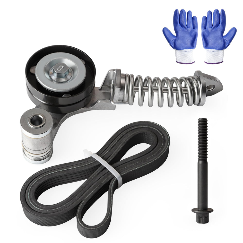 Riyhch front view of tensioner and belt showing complete kit benefits