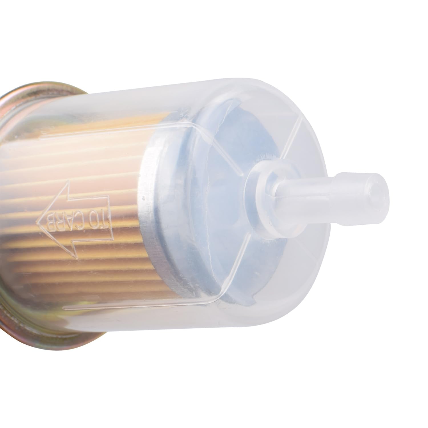 Riyitauto filter beside a measuring tape showing 5/16 inch scale for correct hose sizing verification