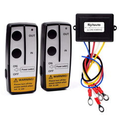 Riyitauto front view of receiver and two remotes showing compact control