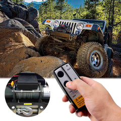 Riyitauto close-up of remote handset showing buttons and user grip
