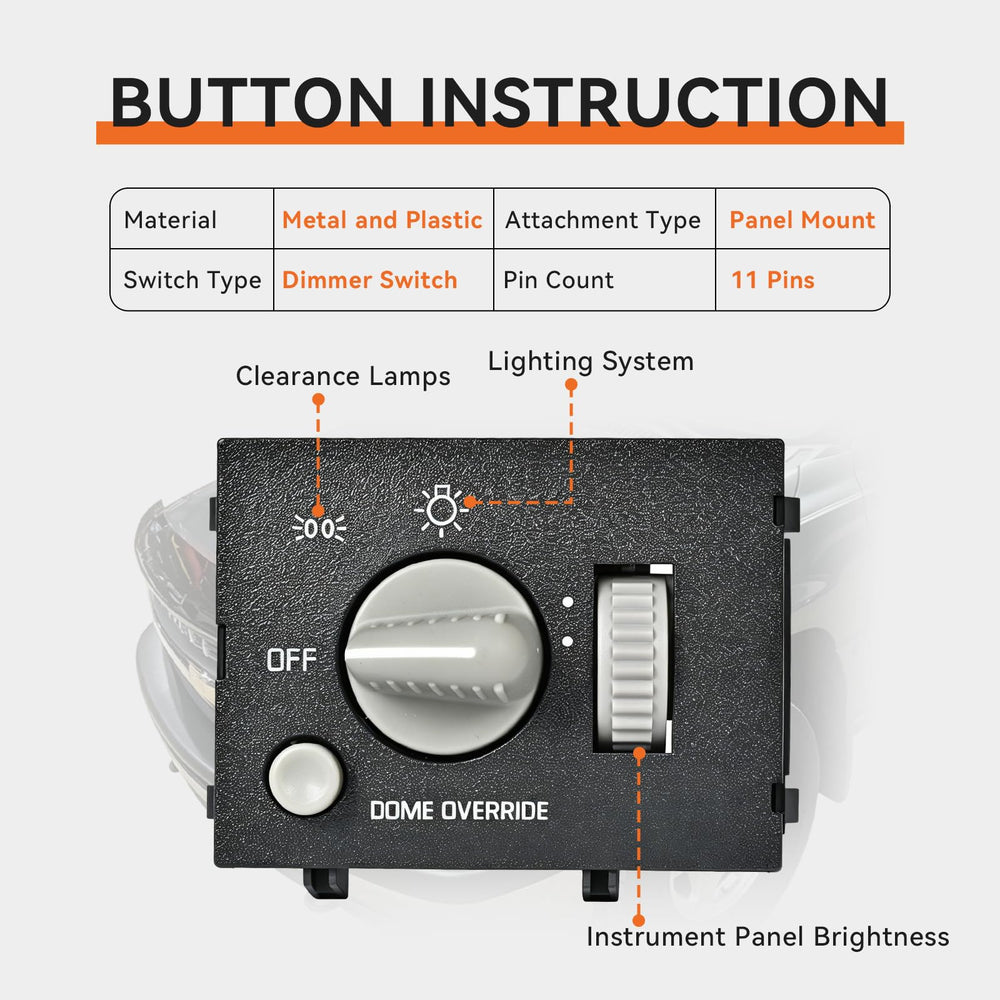 RLP headlight switch side profile showing mounting tabs for accurate panel alignment