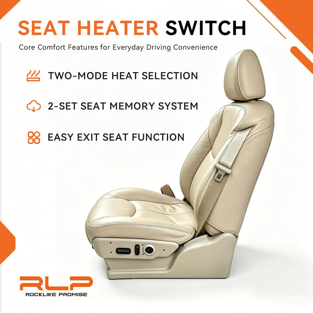 RLP heated seat switch labeled lumbar and memory buttons showing clear user controls