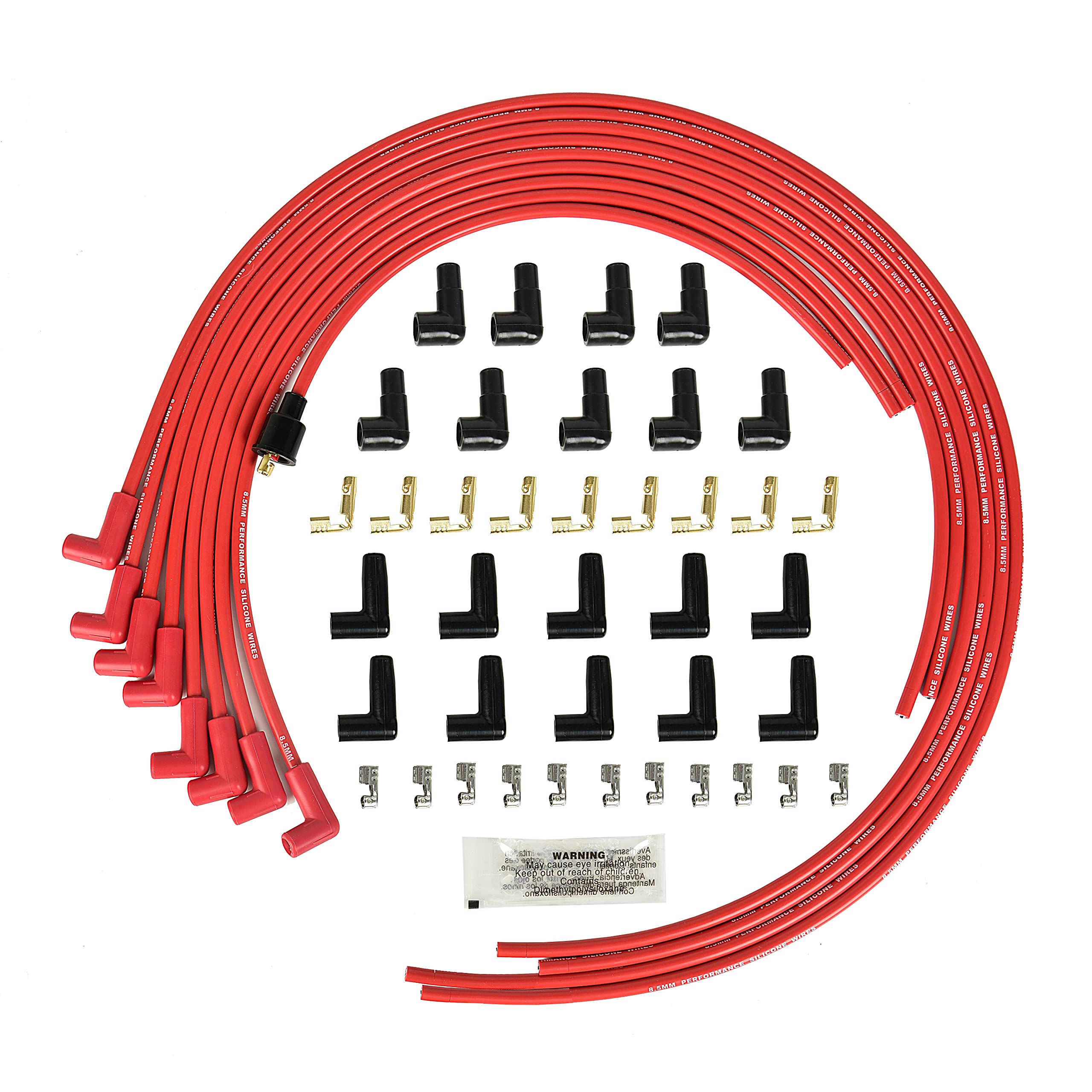 RLP red wire set front packaging showing complete kit and labeling benefit