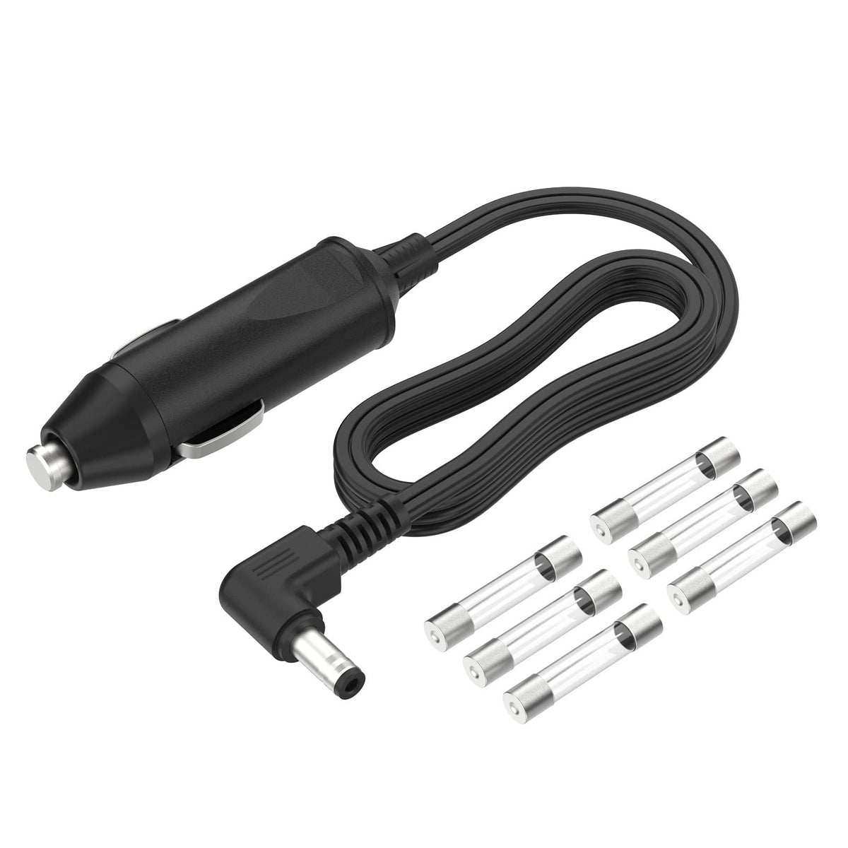RO6G car charger front view showing sturdy housing and label for secure travel power