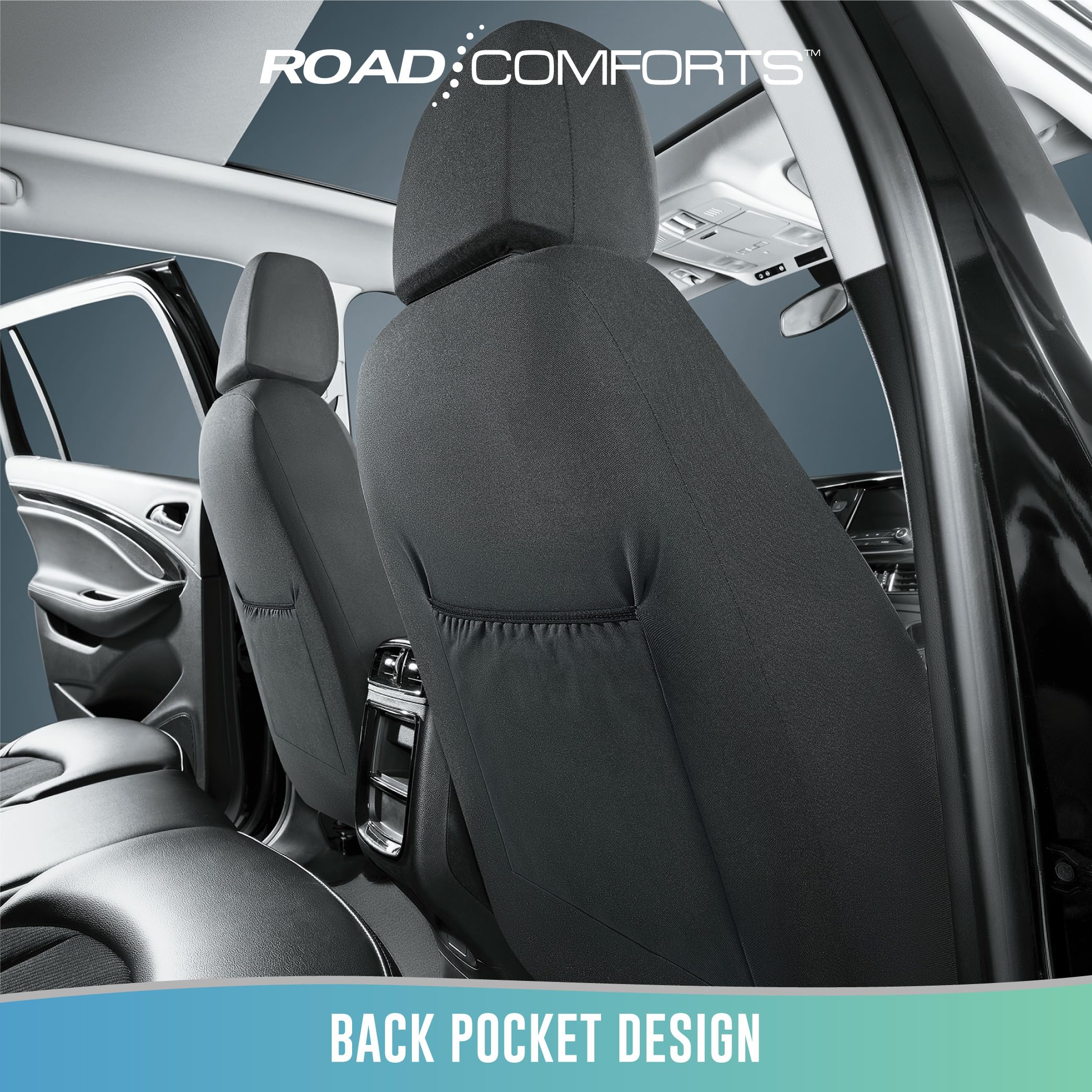 Road Comforts adjustable straps during installation, secure snug fit