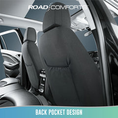 Road Comforts adjustable straps during installation, secure snug fit