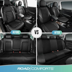 Road Comforts rear seat coverage displaying full protection and neat fit
