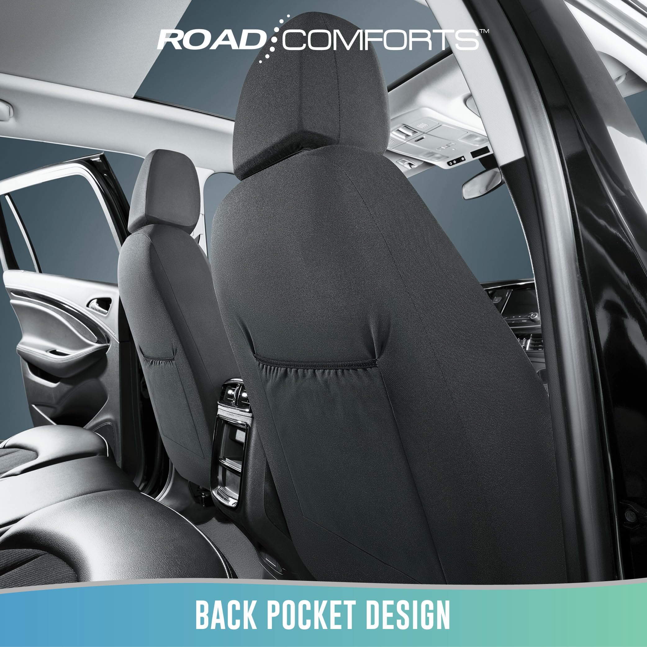 Road Comforts visible airbag-stitching detail ensuring safe deployment alignment