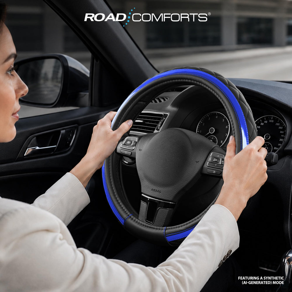 Road Comforts side profile installed on wheel showing snug anti-slip fit benefit